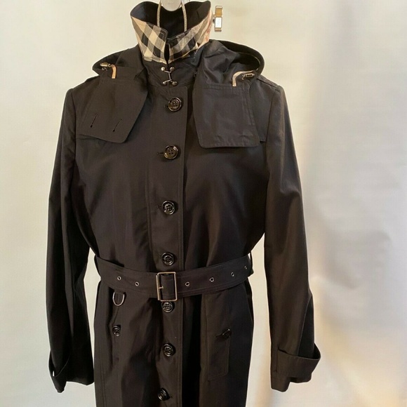 BURBERRY BRIT TRENCH COAT W HOOD/LINER JACKET 14